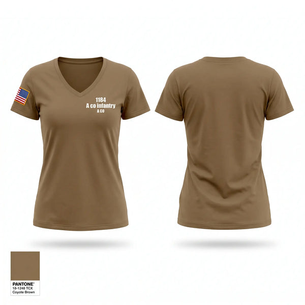 Womens Short Sleeve Vneck Shirt, 1-184 A co infantry, National Guard, Teamtime, Team time, sublimation, custom sports apparel, team uniforms, spirit wear, spiritwear, sports uniforms, custom shirts, team store, custom team store, fundraiser sports, apparel fundraiser