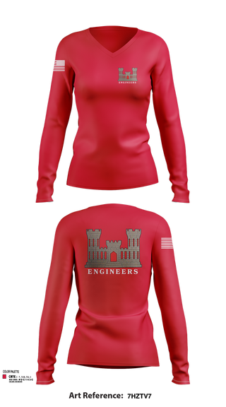 Womens Long Sleeve Vneck Shirt, 817th engineer sapper, , Teamtime, Team time, sublimation, custom sports apparel, team uniforms, spirit wear, spiritwear, sports uniforms, custom shirts, team store, custom team store, fundraiser sports, apparel fundraiser