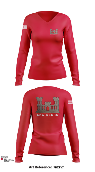 817th engineer sapper 48720796 Women's Long Sleeve V-neck Shirt - 53