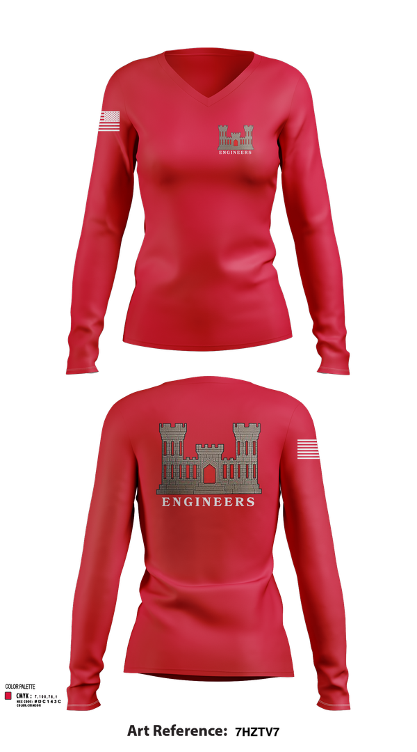 Womens Long Sleeve Vneck Shirt, 817th engineer sapper, , Teamtime, Team time, sublimation, custom sports apparel, team uniforms, spirit wear, spiritwear, sports uniforms, custom shirts, team store, custom team store, fundraiser sports, apparel fundraiser