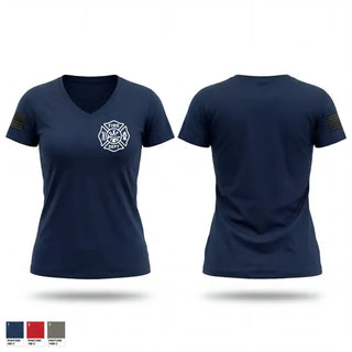 Womens Short Sleeve Vneck Shirt, Elko New Market FD, Fire Department, Teamtime, Team time, sublimation, custom sports apparel, team uniforms, spirit wear, spiritwear, sports uniforms, custom shirts, team store, custom team store, fundraiser sports, apparel fundraiser