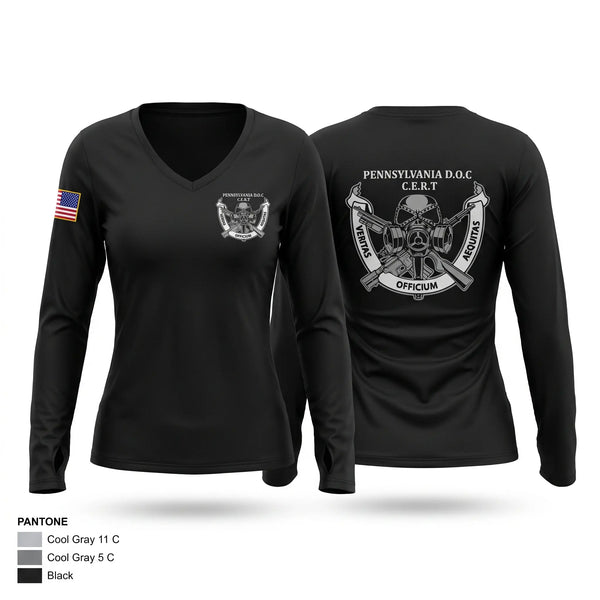 Womens Long Sleeve Vneck Shirt, CERT, Police, Teamtime, Team time, sublimation, custom sports apparel, team uniforms, spirit wear, spiritwear, sports uniforms, custom shirts, team store, custom team store, fundraiser sports, apparel fundraiser