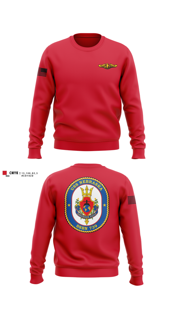 Crew Neck Sweatshirt, USS Nebraska, Navy, Teamtime, Team time, sublimation, custom sports apparel, team uniforms, spirit wear, spiritwear, sports uniforms, custom shirts, team store, custom team store, fundraiser sports, apparel fundraiser