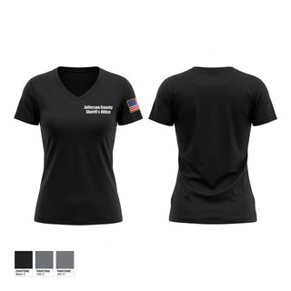 Womens Short Sleeve Vneck Shirt, Jefferson County Sheriff's Office, Police, Teamtime, Team time, sublimation, custom sports apparel, team uniforms, spirit wear, spiritwear, sports uniforms, custom shirts, team store, custom team store, fundraiser sports, apparel fundraiser