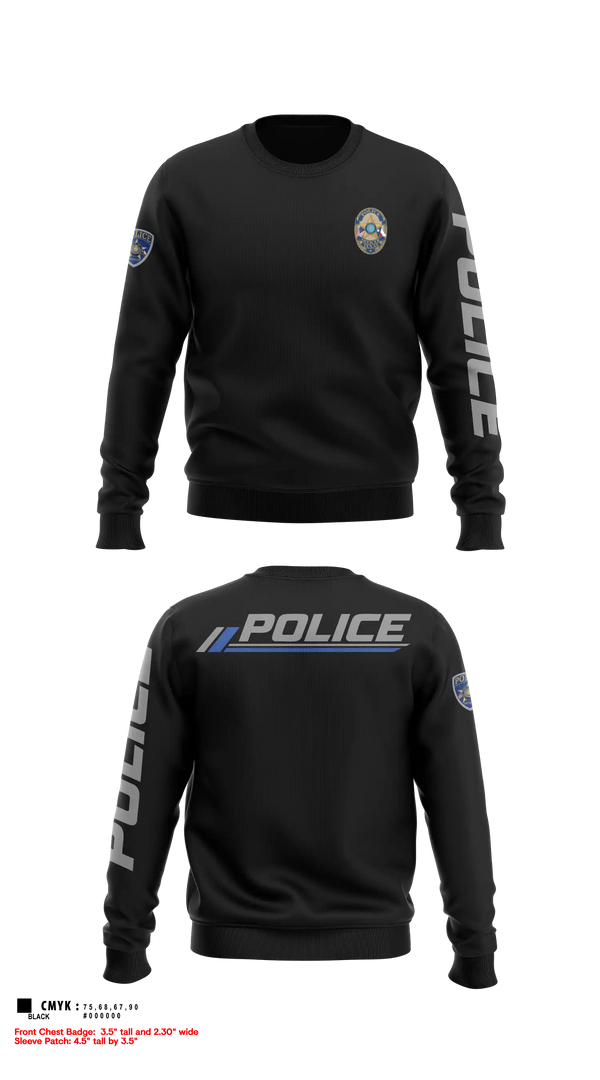 Crew Neck Sweatshirt, GENERIC TEXAS POLICE OFFICER, Police, Teamtime, Team time, sublimation, custom sports apparel, team uniforms, spirit wear, spiritwear, sports uniforms, custom shirts, team store, custom team store, fundraiser sports, apparel fundraiser