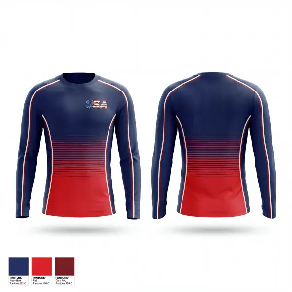Long Sleeve Performance Shirt, USA, Baseball, Teamtime, Team time, sublimation, custom sports apparel, team uniforms, spirit wear, spiritwear, sports uniforms, custom shirts, team store, custom team store, fundraiser sports, apparel fundraiser