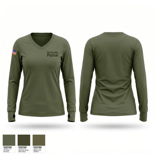 Womens Long Sleeve Vneck Shirt, Thackerville Police, Police, Teamtime, Team time, sublimation, custom sports apparel, team uniforms, spirit wear, spiritwear, sports uniforms, custom shirts, team store, custom team store, fundraiser sports, apparel fundraiser