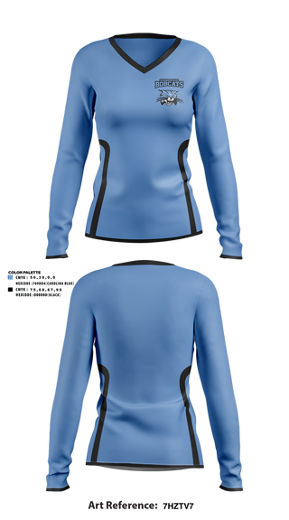 Womens Long Sleeve Vneck Shirt, Summerland Bobcats, Women's Basketball, Teamtime, Team time, sublimation, custom sports apparel, team uniforms, spirit wear, spiritwear, sports uniforms, custom shirts, team store, custom team store, fundraiser sports, apparel fundraiser