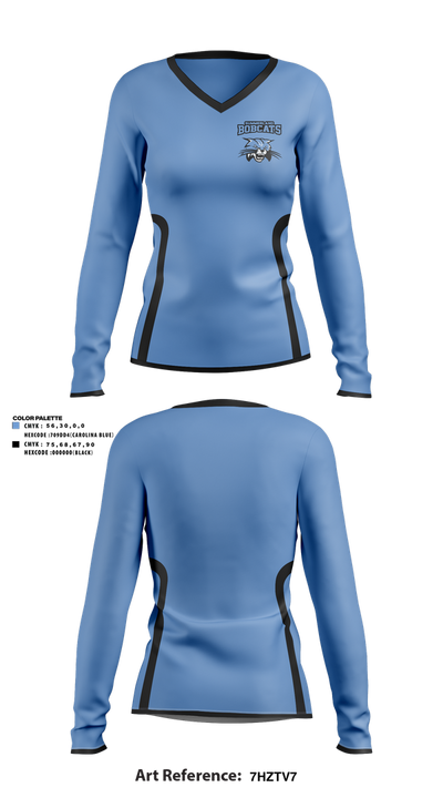 Summerland Bobcats 97943840 Women's Long Sleeve V-neck Shirt - 1