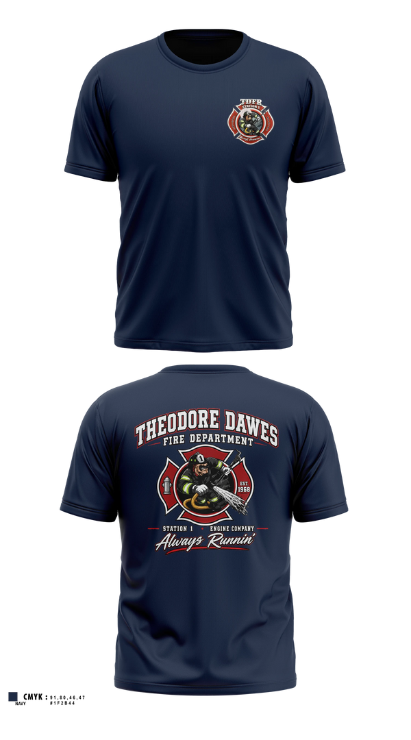 Old School Cotton Feel Shirt, Theodore-Dawes Fire Rescue, Fire Department, Teamtime, Team time, sublimation, custom sports apparel, team uniforms, spirit wear, spiritwear, sports uniforms, custom shirts, team store, custom team store, fundraiser sports, apparel fundraiser