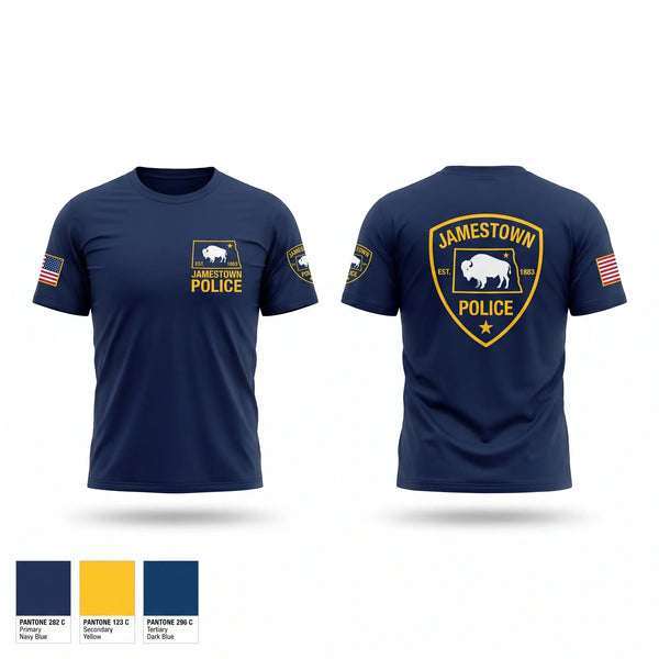 Old School Cotton Feel Shirt, Jamestown Police Department, Police, Teamtime, Team time, sublimation, custom sports apparel, team uniforms, spirit wear, spiritwear, sports uniforms, custom shirts, team store, custom team store, fundraiser sports, apparel fundraiser