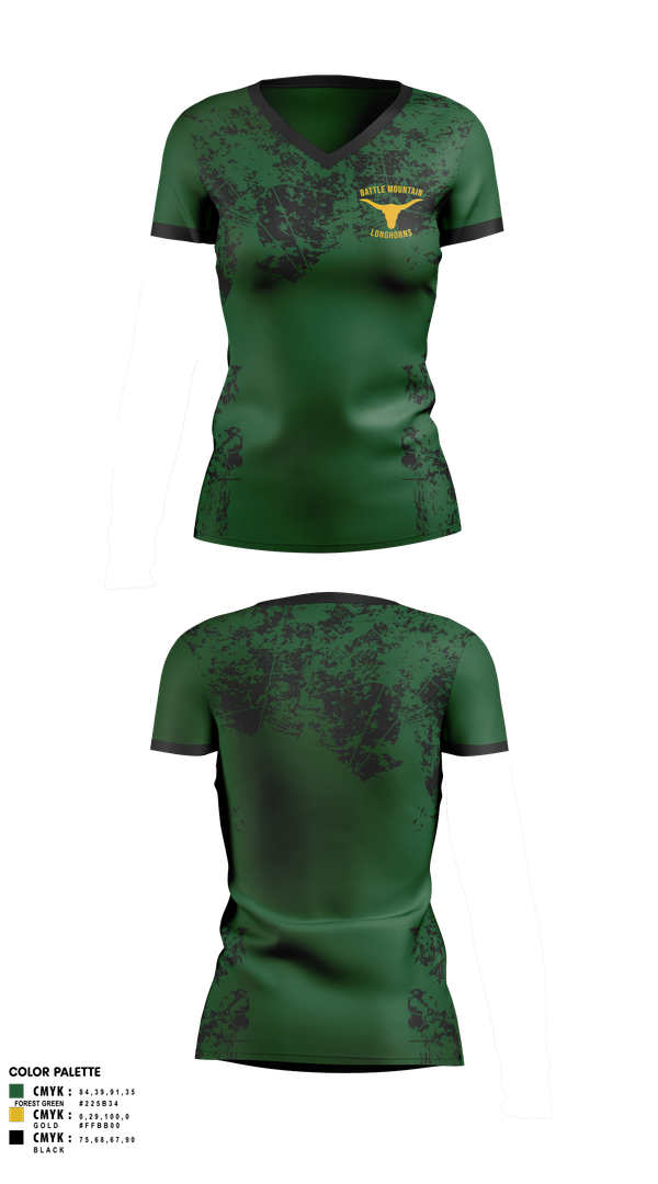 Womens Short Sleeve Vneck Shirt, Battle Mountain Longhorns, Wrestling, Teamtime, Team time, sublimation, custom sports apparel, team uniforms, spirit wear, spiritwear, sports uniforms, custom shirts, team store, custom team store, fundraiser sports, apparel fundraiser