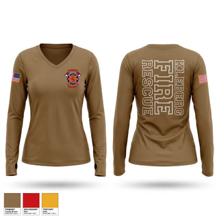 Womens Long Sleeve Vneck Shirt, Kleberg County Fire & Rescue, Fire Department, Teamtime, Team time, sublimation, custom sports apparel, team uniforms, spirit wear, spiritwear, sports uniforms, custom shirts, team store, custom team store, fundraiser sports, apparel fundraiser