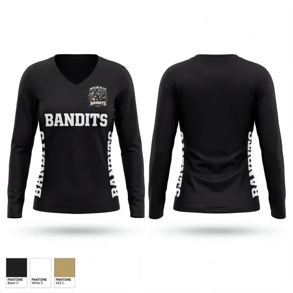 Womens Long Sleeve Vneck Shirt, Av bandits, , Teamtime, Team time, sublimation, custom sports apparel, team uniforms, spirit wear, spiritwear, sports uniforms, custom shirts, team store, custom team store, fundraiser sports, apparel fundraiser