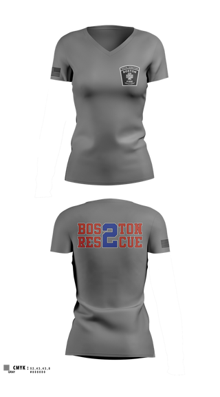 Womens Short Sleeve Vneck Shirt, Boston Fire Department, Fire Department, Teamtime, Team time, sublimation, custom sports apparel, team uniforms, spirit wear, spiritwear, sports uniforms, custom shirts, team store, custom team store, fundraiser sports, apparel fundraiser