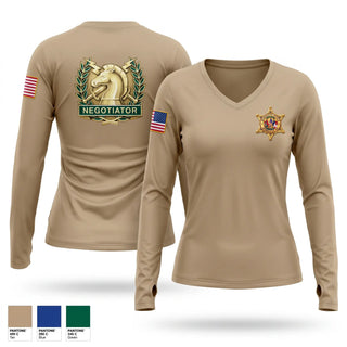Womens Long Sleeve Vneck Shirt, Mobile county Sheriff's Hostage Crisis Team, Police, Teamtime, Team time, sublimation, custom sports apparel, team uniforms, spirit wear, spiritwear, sports uniforms, custom shirts, team store, custom team store, fundraiser sports, apparel fundraiser