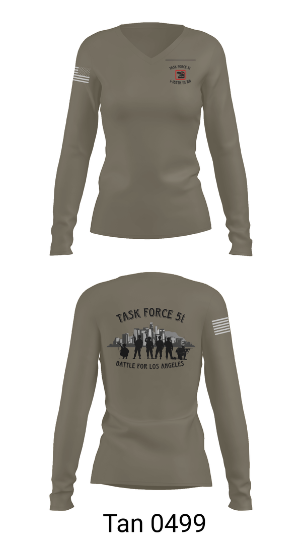 Womens Long Sleeve Vneck Shirt, 1-185th IN BN, , Teamtime, Team time, sublimation, custom sports apparel, team uniforms, spirit wear, spiritwear, sports uniforms, custom shirts, team store, custom team store, fundraiser sports, apparel fundraiser