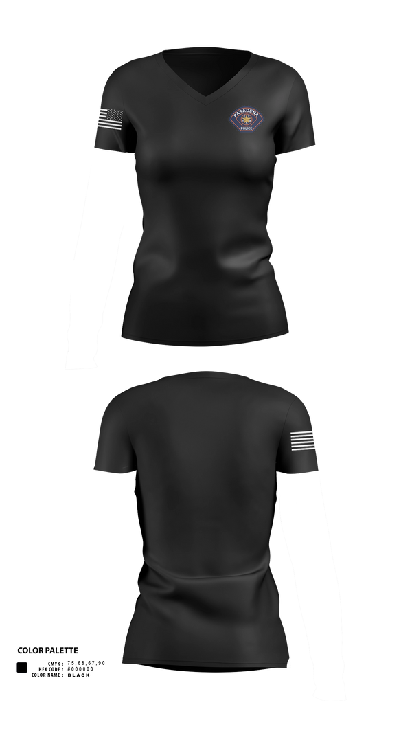 Womens Short Sleeve Vneck Shirt, Pasadena Police Department Honor Guard, Police, Teamtime, Team time, sublimation, custom sports apparel, team uniforms, spirit wear, spiritwear, sports uniforms, custom shirts, team store, custom team store, fundraiser sports, apparel fundraiser