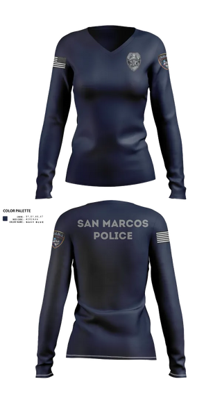 Womens Long Sleeve Vneck Shirt, San marcos police - field force, Police, Teamtime, Team time, sublimation, custom sports apparel, team uniforms, spirit wear, spiritwear, sports uniforms, custom shirts, team store, custom team store, fundraiser sports, apparel fundraiser