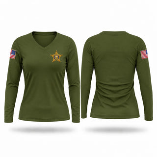 Womens Long Sleeve Vneck Shirt, The Levy County Sheriff's Office, Police, Teamtime, Team time, sublimation, custom sports apparel, team uniforms, spirit wear, spiritwear, sports uniforms, custom shirts, team store, custom team store, fundraiser sports, apparel fundraiser