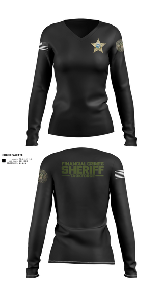 Womens Long Sleeve Vneck Shirt, Financial Crimes, Police, Teamtime, Team time, sublimation, custom sports apparel, team uniforms, spirit wear, spiritwear, sports uniforms, custom shirts, team store, custom team store, fundraiser sports, apparel fundraiser