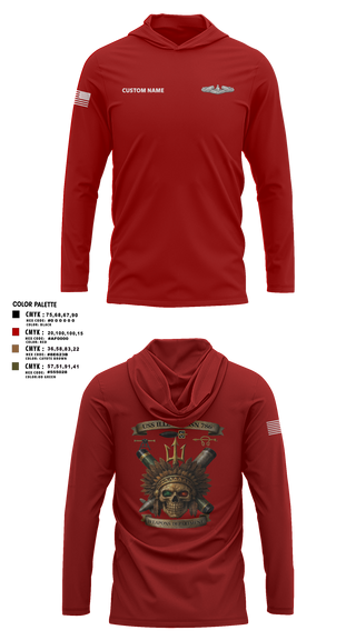 Long Sleeve Performance Shirt with hood, USS Illinois (SSN 786), , Teamtime, Team time, sublimation, custom sports apparel, team uniforms, spirit wear, spiritwear, sports uniforms, custom shirts, team store, custom team store, fundraiser sports, apparel fundraiser