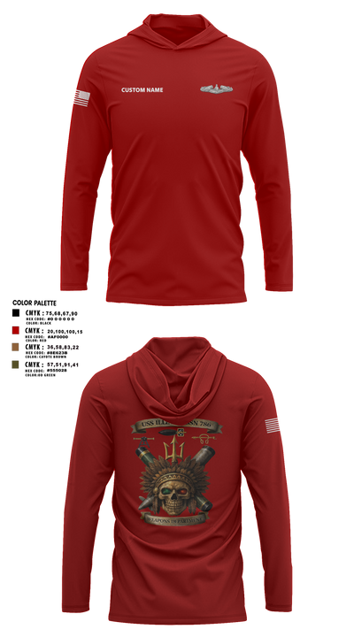 USS Illinois (SSN 786) 55868909 Long Sleeve Performance Shirt with hood - 55
