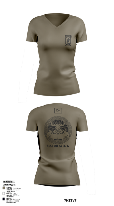 173RD SECFOR OAS IX 9040611 Women's Short Sleeve V-neck Shirt - 23