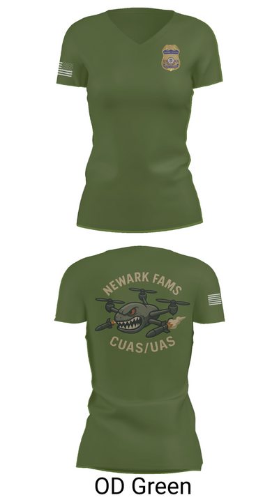 Newark FAMS 70077799 Women's Short Sleeve V-neck Shirt - 46