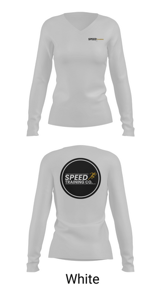 Womens Long Sleeve Vneck Shirt, Speed Training Co, Track & Field, Teamtime, Team time, sublimation, custom sports apparel, team uniforms, spirit wear, spiritwear, sports uniforms, custom shirts, team store, custom team store, fundraiser sports, apparel fundraiser