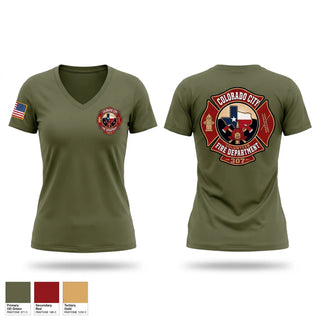 Womens Short Sleeve Vneck Shirt, Colorado City Fire Department, Fire Department, Teamtime, Team time, sublimation, custom sports apparel, team uniforms, spirit wear, spiritwear, sports uniforms, custom shirts, team store, custom team store, fundraiser sports, apparel fundraiser