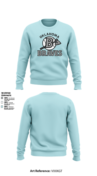 Crew Neck Sweatshirt, Oklahoma Braves, Baseball, Teamtime, Team time, sublimation, custom sports apparel, team uniforms, spirit wear, spiritwear, sports uniforms, custom shirts, team store, custom team store, fundraiser sports, apparel fundraiser