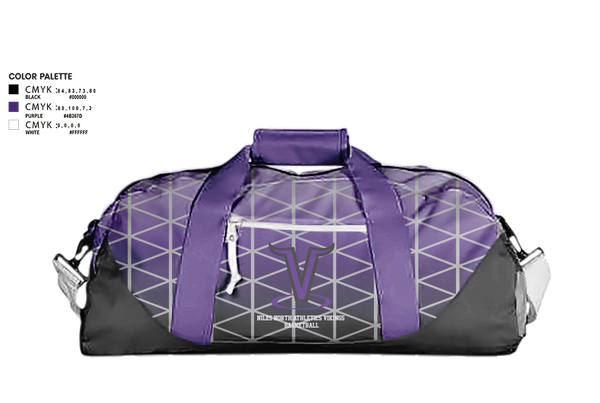 Duffle Bag, Niles North Athletics Vikings Basketball, Men's Basketball, Teamtime, Team time, sublimation, custom sports apparel, team uniforms, spirit wear, spiritwear, sports uniforms, custom shirts, team store, custom team store, fundraiser sports, apparel fundraiser