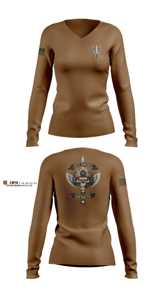 Womens Long Sleeve Vneck Shirt, 112 SIGDET, Army, Teamtime, Team time, sublimation, custom sports apparel, team uniforms, spirit wear, spiritwear, sports uniforms, custom shirts, team store, custom team store, fundraiser sports, apparel fundraiser