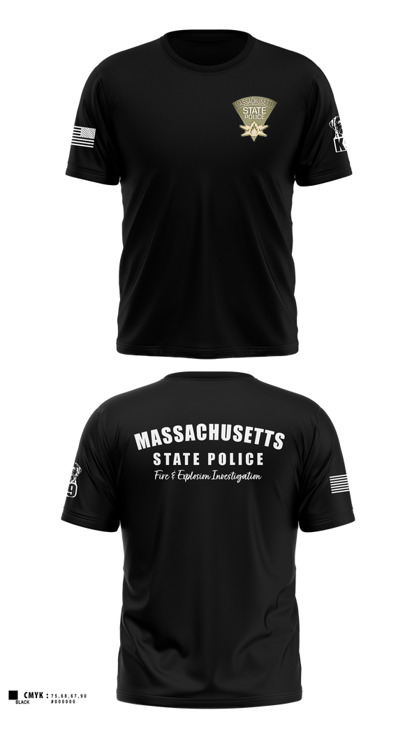 Massachusetts State Police Fire & Explosion Investigation Unit 9472386 Old School Cotton Feel Shirt - 2