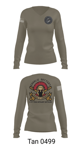 Womens Long Sleeve Vneck Shirt, Charlie Battery 2-114th FA, , Teamtime, Team time, sublimation, custom sports apparel, team uniforms, spirit wear, spiritwear, sports uniforms, custom shirts, team store, custom team store, fundraiser sports, apparel fundraiser