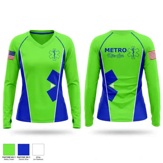 Womens Long Sleeve Vneck Shirt, Metro Miss Lou EMS, EMS/EMT, Teamtime, Team time, sublimation, custom sports apparel, team uniforms, spirit wear, spiritwear, sports uniforms, custom shirts, team store, custom team store, fundraiser sports, apparel fundraiser