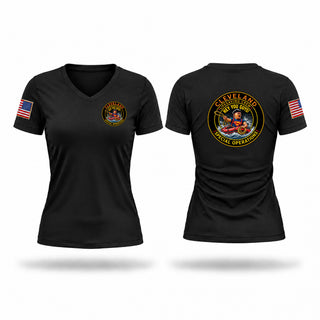 Womens Short Sleeve Vneck Shirt, Cleveland life saving crew, EMS/EMT, Teamtime, Team time, sublimation, custom sports apparel, team uniforms, spirit wear, spiritwear, sports uniforms, custom shirts, team store, custom team store, fundraiser sports, apparel fundraiser