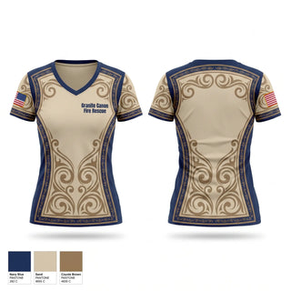 Womens Short Sleeve Vneck Shirt, Granite Canon Fire Rescue, Fire Department, Teamtime, Team time, sublimation, custom sports apparel, team uniforms, spirit wear, spiritwear, sports uniforms, custom shirts, team store, custom team store, fundraiser sports, apparel fundraiser