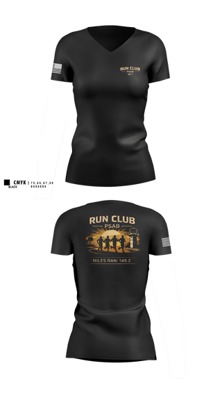 Womens Short Sleeve Vneck Shirt, RUN CLUB (PSAB), Air Force, Teamtime, Team time, sublimation, custom sports apparel, team uniforms, spirit wear, spiritwear, sports uniforms, custom shirts, team store, custom team store, fundraiser sports, apparel fundraiser