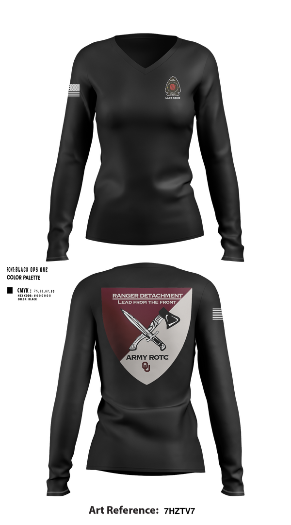 Womens Long Sleeve Vneck Shirt, FY 25-26 OU RC, Army, Teamtime, Team time, sublimation, custom sports apparel, team uniforms, spirit wear, spiritwear, sports uniforms, custom shirts, team store, custom team store, fundraiser sports, apparel fundraiser