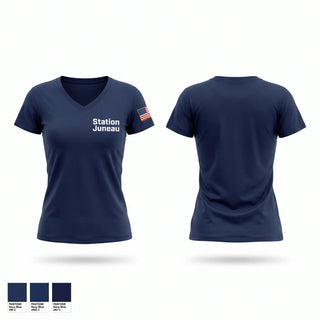 Womens Short Sleeve Vneck Shirt, Station Juneau, Coast Guard, Teamtime, Team time, sublimation, custom sports apparel, team uniforms, spirit wear, spiritwear, sports uniforms, custom shirts, team store, custom team store, fundraiser sports, apparel fundraiser