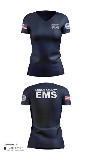 Womens Short Sleeve Vneck Shirt, Logan County EMS, EMS/EMT, Teamtime, Team time, sublimation, custom sports apparel, team uniforms, spirit wear, spiritwear, sports uniforms, custom shirts, team store, custom team store, fundraiser sports, apparel fundraiser