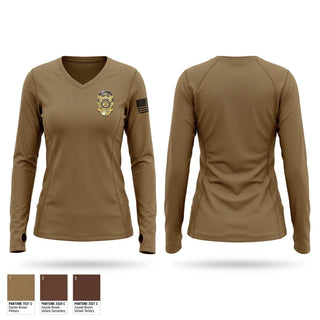 Womens Long Sleeve Vneck Shirt, NSAW Security Forces, Navy, Teamtime, Team time, sublimation, custom sports apparel, team uniforms, spirit wear, spiritwear, sports uniforms, custom shirts, team store, custom team store, fundraiser sports, apparel fundraiser