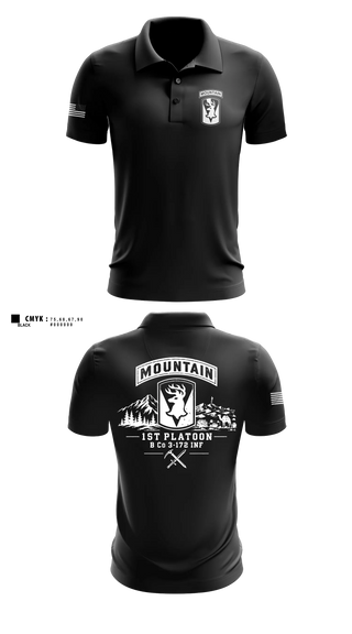 Short Sleeve Performance Polo, B CO 3/172 1st PLT, Army, Teamtime, Team time, sublimation, custom sports apparel, team uniforms, spirit wear, spiritwear, sports uniforms, custom shirts, team store, custom team store, fundraiser sports, apparel fundraiser