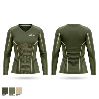 Atlien Women's Long Sleeve V-neck Shirt - 1