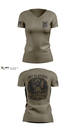 Womens Short Sleeve Vneck Shirt, 1ST PLT, 94MP, Army, Teamtime, Team time, sublimation, custom sports apparel, team uniforms, spirit wear, spiritwear, sports uniforms, custom shirts, team store, custom team store, fundraiser sports, apparel fundraiser