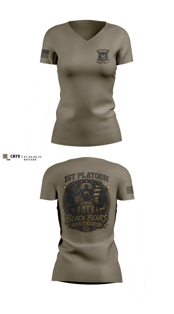 Womens Short Sleeve Vneck Shirt, 1ST PLT, 94MP, Army, Teamtime, Team time, sublimation, custom sports apparel, team uniforms, spirit wear, spiritwear, sports uniforms, custom shirts, team store, custom team store, fundraiser sports, apparel fundraiser