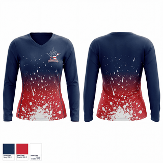 Womens Long Sleeve Vneck Shirt, Central Illinois Patriots, Softball, Teamtime, Team time, sublimation, custom sports apparel, team uniforms, spirit wear, spiritwear, sports uniforms, custom shirts, team store, custom team store, fundraiser sports, apparel fundraiser