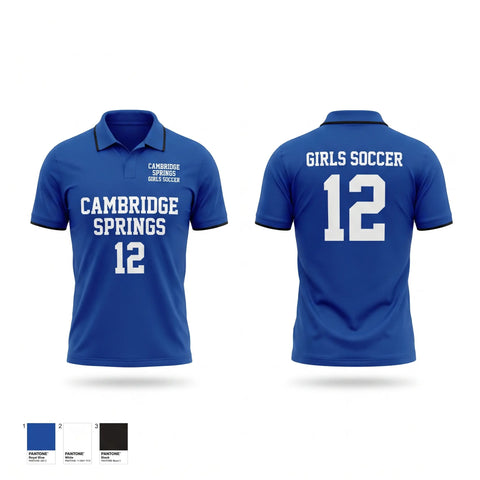 Short Sleeve Performance Polo, Cambridge springs girls soccer, Women's Soccer, Teamtime, Team time, sublimation, custom sports apparel, team uniforms, spirit wear, spiritwear, sports uniforms, custom shirts, team store, custom team store, fundraiser sports, apparel fundraiser
